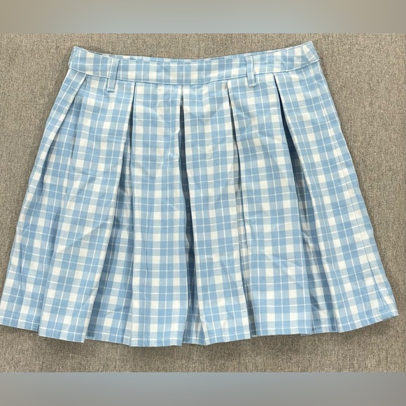 Chic Blue Plaid A-Line Skirt - Picture 4 of 4